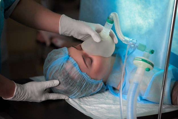 Female patient undergoing surgery