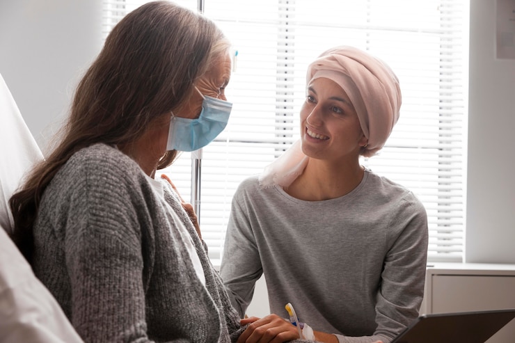 Free Photo female patients talking at the hospital indoors