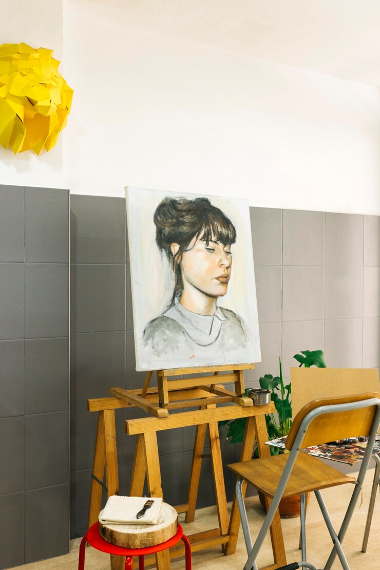 無料Photo 女性の肖像画イーゼル
