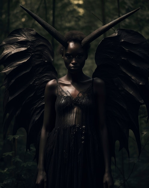 翼を持つ悪魔の存在の女性の表現