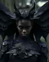 Free photo female representation of demon entity with wings