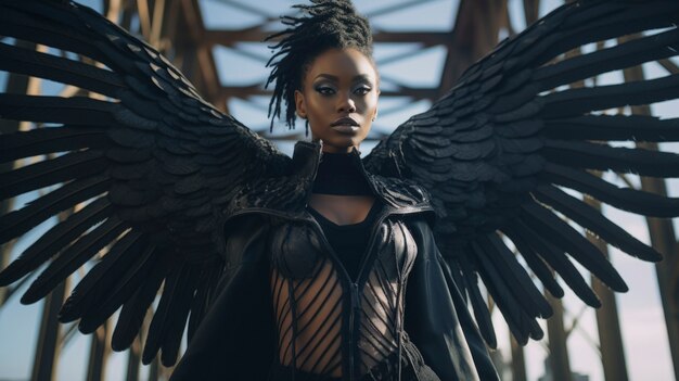Female representation of demon entity with wings