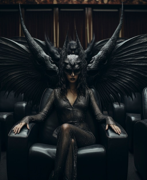 날개를 가진 악마 존재의 여성 표현