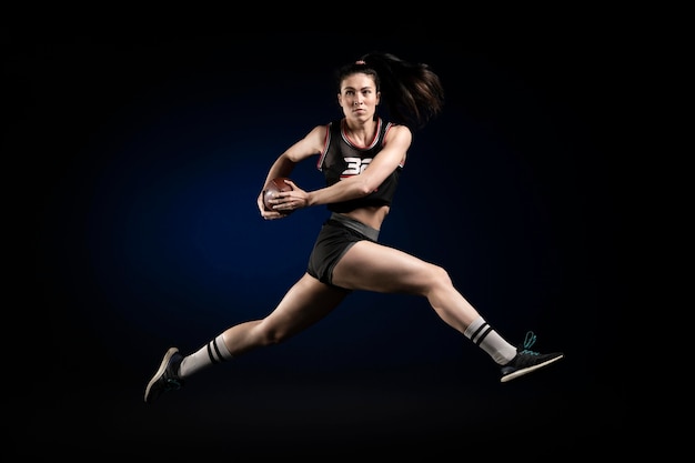 Female rugby player in sportswear