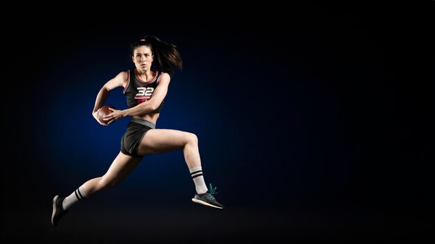 Female rugby player in sportswear