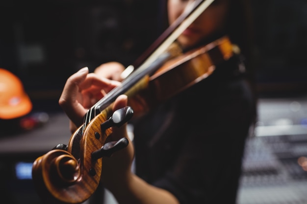 Female student playing violin