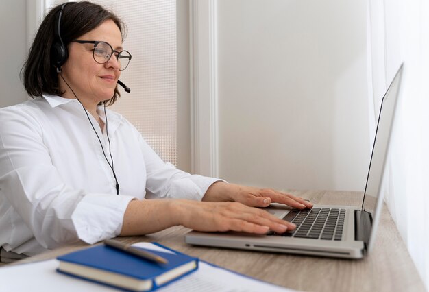 Female teacher doing online lessons