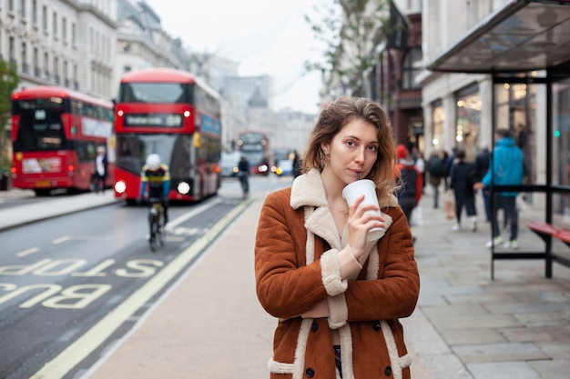 Female traveler in an urban setting