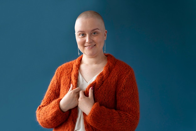 Female with breast cancer posing