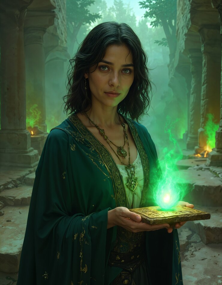 Free Photo female wizard with magic powers