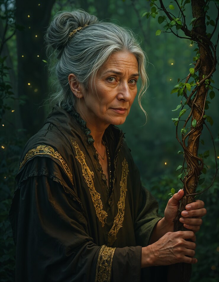 Free Photo female wizard with magic powers