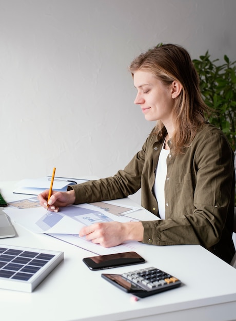 Female working for environment projects