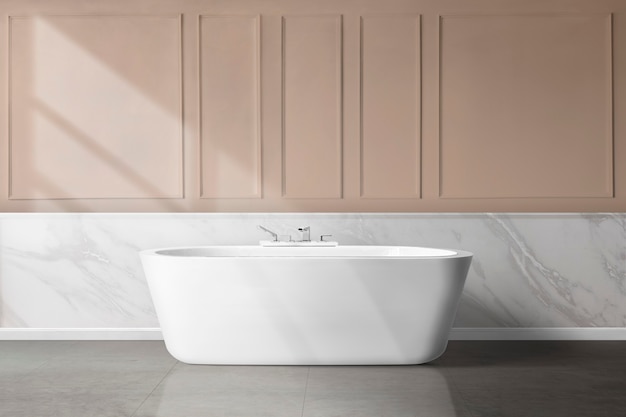 Foto gratuita interior design femminile di lusso del bagno con parete rosa di pannelli