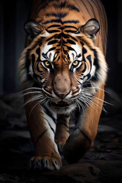 Free photo ferocious tiger in nature