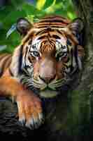 Free photo ferocious tiger in nature