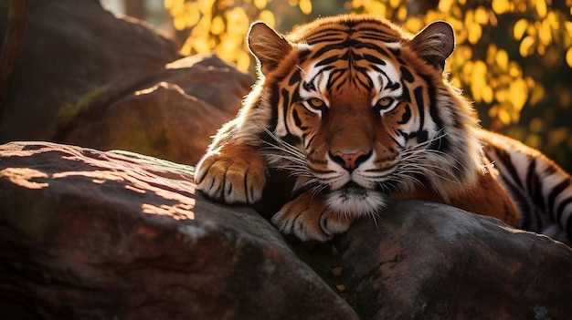 Free photo ferocious tiger in nature