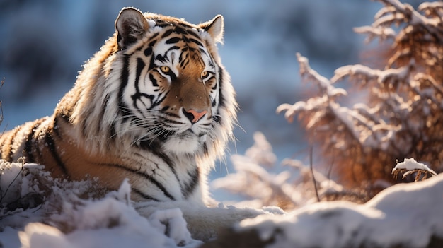 Free photo ferocious tiger winter season