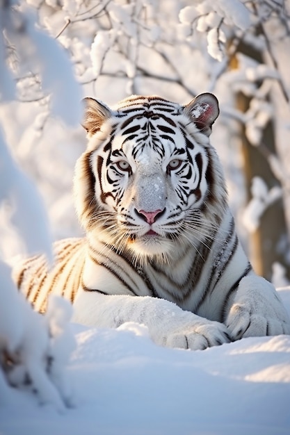 Free photo ferocious tiger winter season