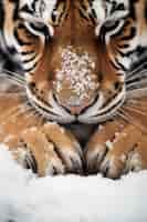 Free photo ferocious tiger winter season