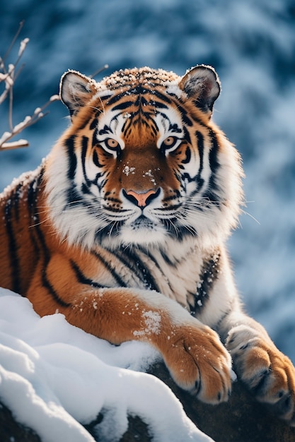 Free photo ferocious tiger winter season