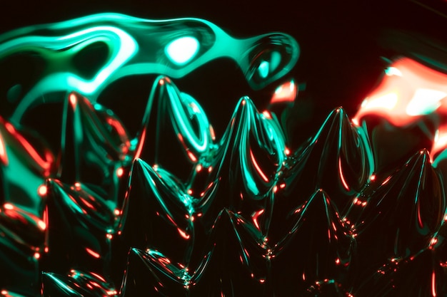 Free photo ferrofluidic magnetic shape with green shades