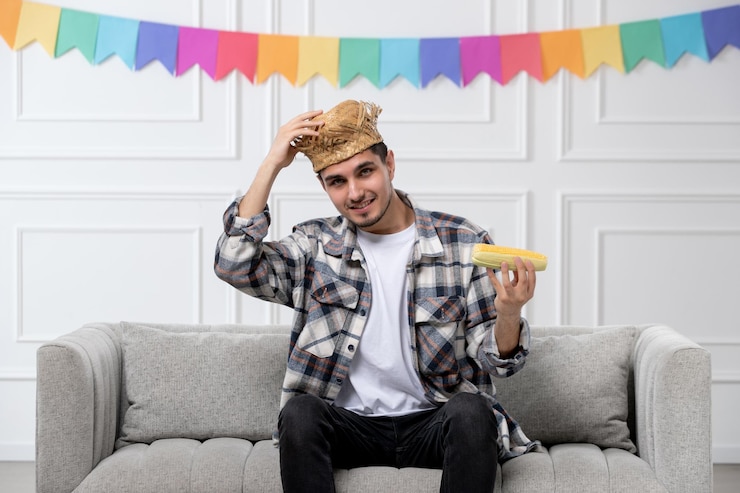 免費 Photo festa junina 穿著色衫,戴著草帽的英俊男仔在慶祝節日