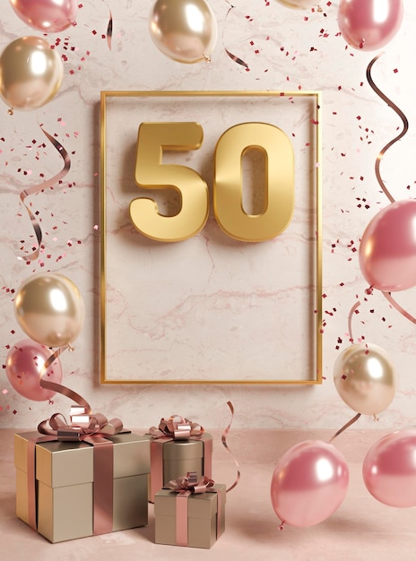 Free photo festive 50th birthday assortment with balloons