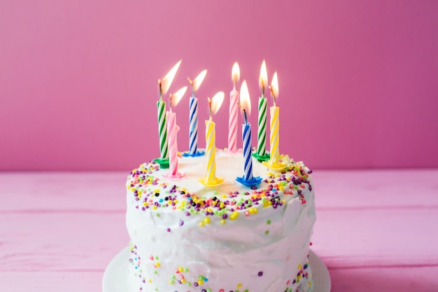 Festive cake with candles