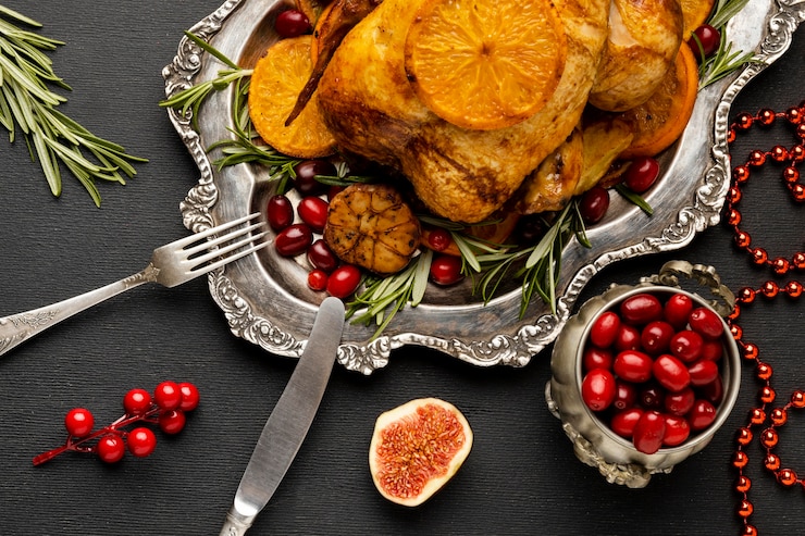 Free Photo festive christmas meal composition