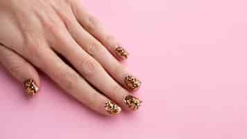 Free photo festive lovely glitter nails with copy space