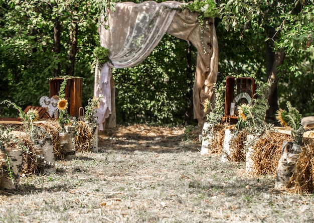 festive wedding arch