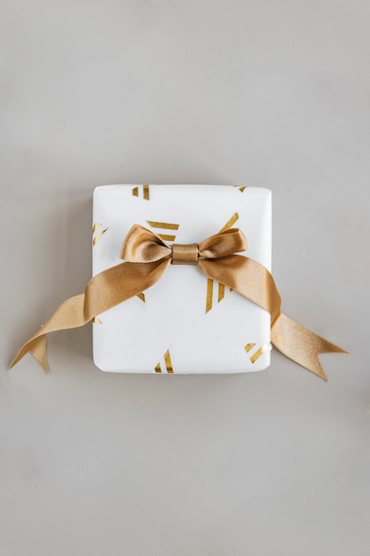 Free photo festive white and gold present social template