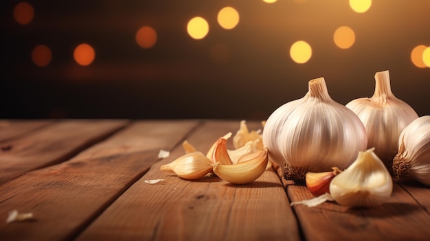 Free photo a few cloves of garlic on a wooden table