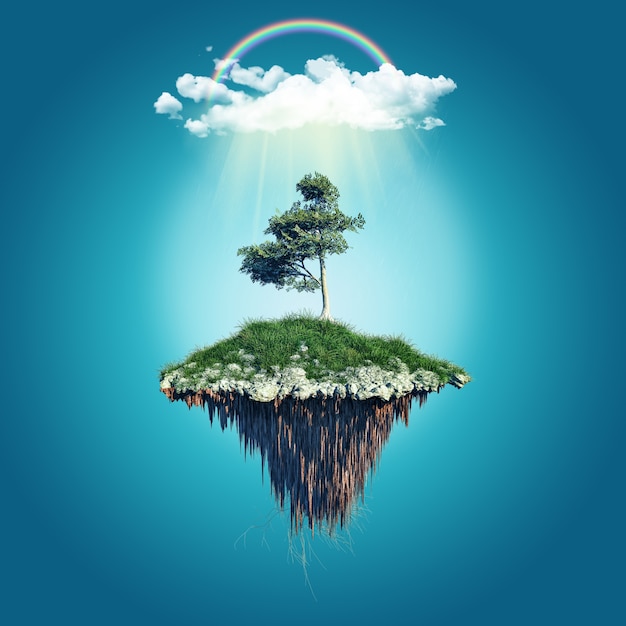 Free photo fictitious floating island