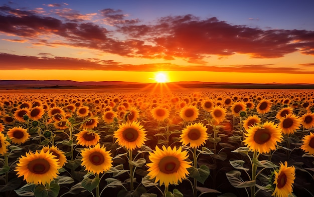 Free photo field of blooming sunflowers