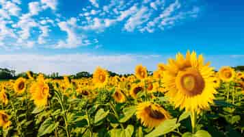 Foto gratuita campo di girasoli in fiore