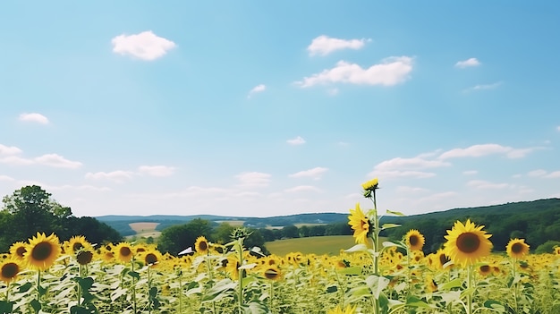 Field of blooming sunflowers