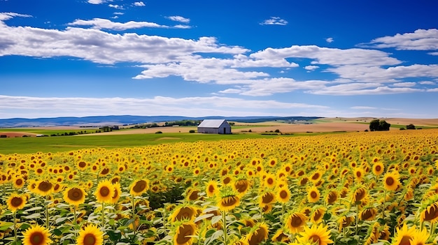 Free photo field of blooming sunflowers