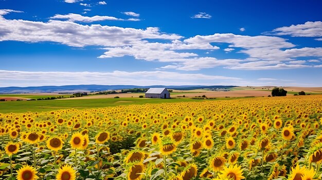 Field of blooming sunflowers