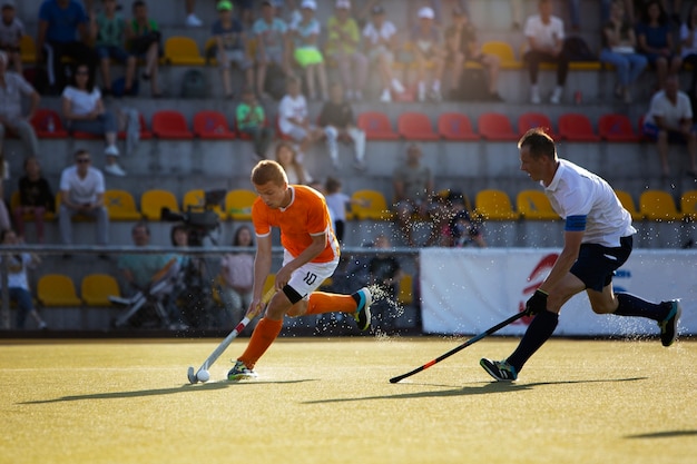 Field hockey players during a tournament game