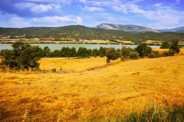 Fields at river valley