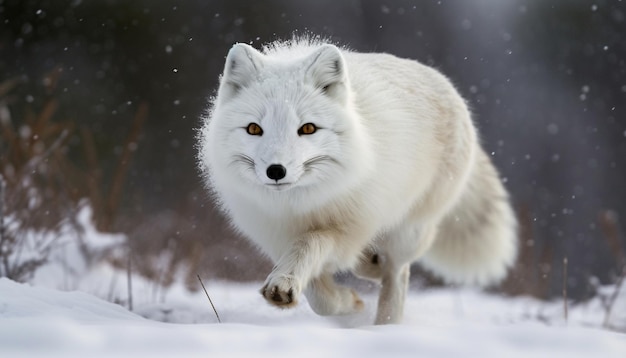 Free photo fierce wolf running in snowy wilderness forest generated by ai