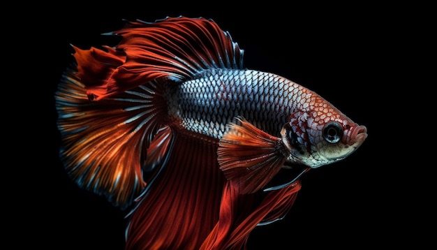 AI가 생성한 수중의 우아함을 과시하는 불타는 샴싸움 물고기
