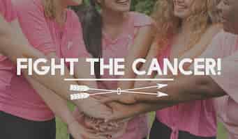 Foto gratuita combatti il ​​concetto di supporto del team per il cancro