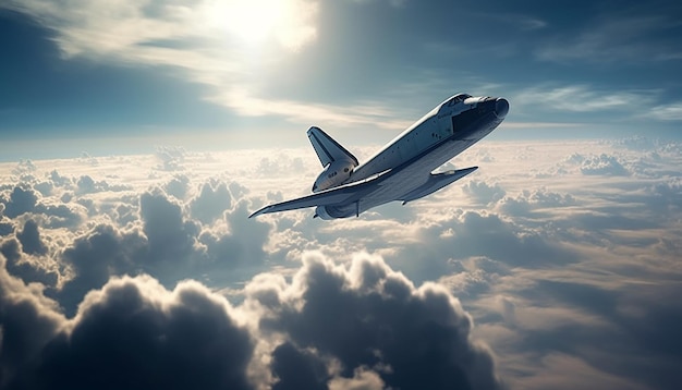Foto gratuita aereo da combattimento che vola alto nel cielo generato dall'intelligenza artificiale