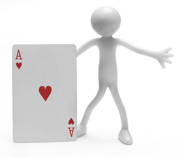 Figure holding a card