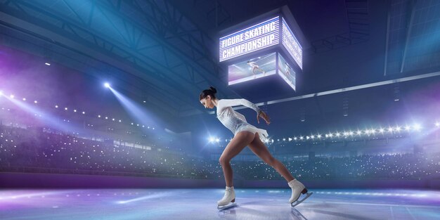 Figure skating girl in ice arena