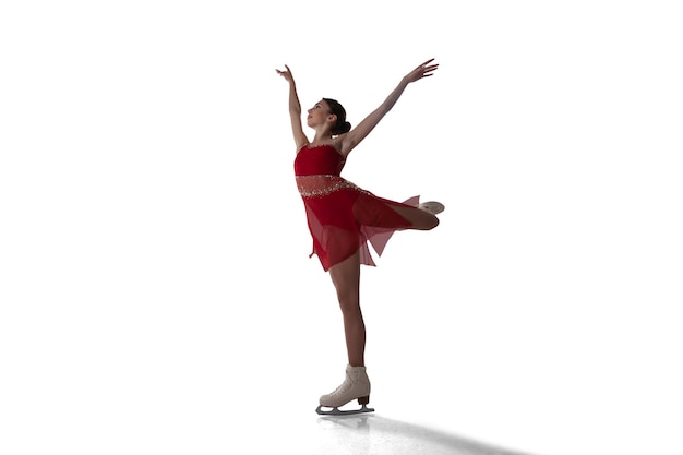 Figure skating girl isolated on white