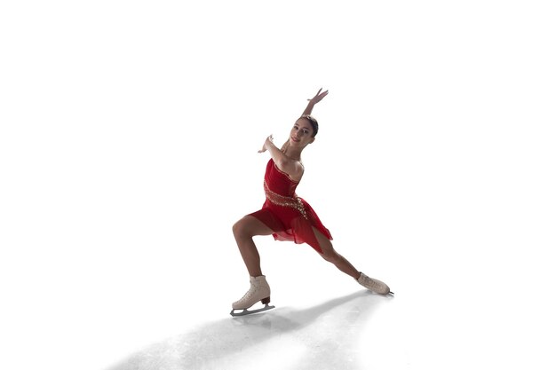 Figure skating girl isolated on white