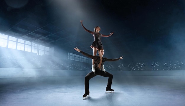 Figure skating in ice arena